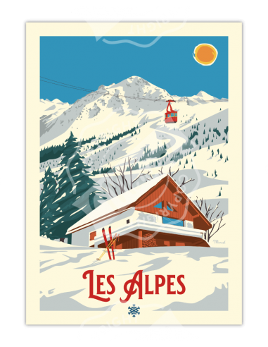 Affiche \" LES ALPES\" HOME SWEET HOME Affiche Marcel Travels