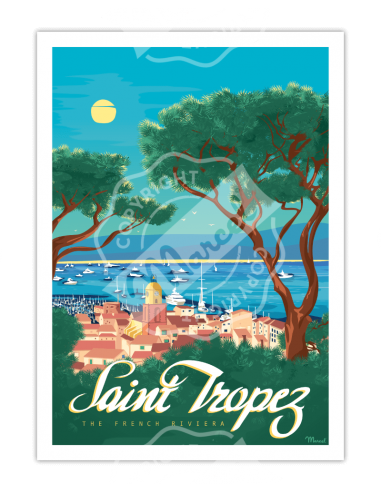 Affiche \" SAINT-TROPEZ \" HOME SWEET HOME Affiche Marcel Travels