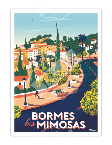 Affiche \" BORMES LES MIMOSAS \" HOME SWEET HOME Affiche Marcel Travels