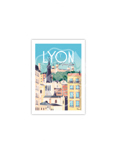 Carte postale \" LYON \" HOME SWEET HOME Affiche Marcel Travels