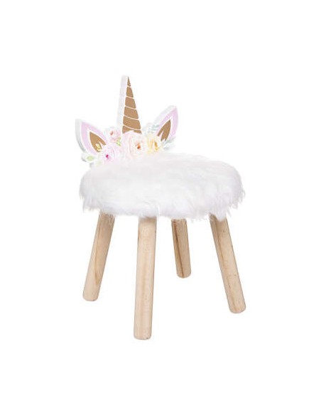 Tabouret Enfant \"Licorne\" 40cm Blanc HOME SWEET HOME Chambre pour enfant