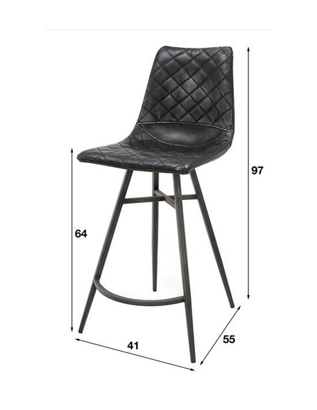 Tabouret de bar anthracite vintage diamant croix jambe HOME SWEET HOME Chaises & Tabourets