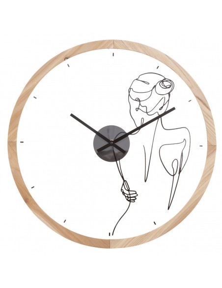 Horloge \"Mily\", SILHOUETTE bois & verre D45 cm HOME SWEET HOME Objet de décoration