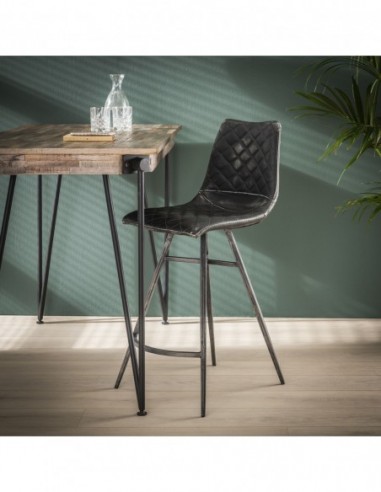 Tabouret de bar anthracite vintage diamant croix jambe HOME SWEET HOME Chaises & Tabourets