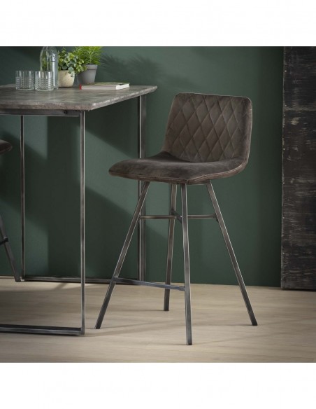 Tabouret de bar anthracite diamant piétement croisé HOME SWEET HOME Chaises & Tabourets