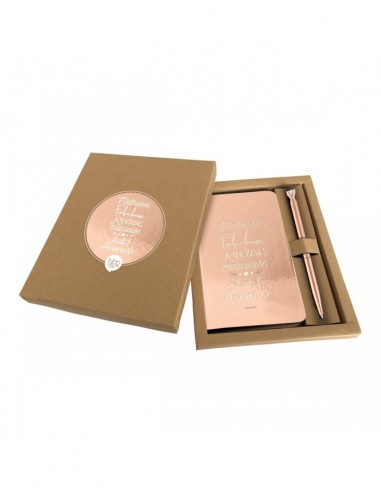 COFFRET CARNET + STYLO OR ROSE - MAITRESSE FABULEUSE HOME SWEET HOME Cadeau