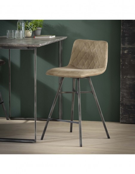 Tabouret de bar champagne diamant piétement croisé HOME SWEET HOME Chaises & Tabourets