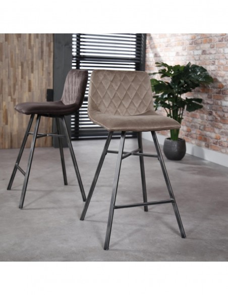 Tabouret de bar champagne diamant piétement croisé HOME SWEET HOME Chaises & Tabourets