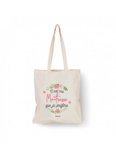 TOTE BAG NATUREL C\'EST MA MAITRESSE QUE JE PRÉFÈRE HOME SWEET HOME Cadeau