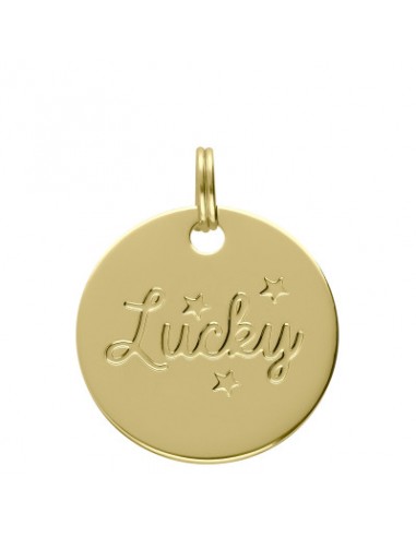 Médaille alphabet dorée LUCKY HOME SWEET HOME Le bijou de Mimi