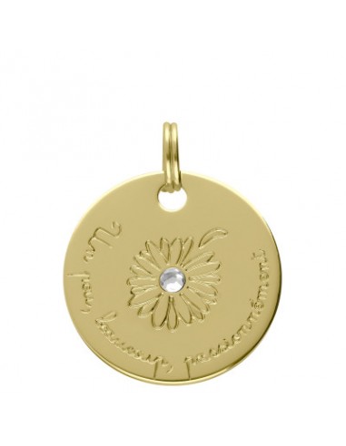 Médaille alphabet dorée FLEURS HOME SWEET HOME Le bijou de Mimi