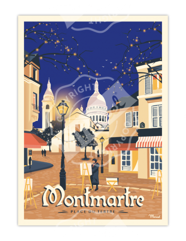 Affiche MONTMARTRE « Place du Tertre »  30x40cm HOME SWEET HOME Affiche Marcel Travels