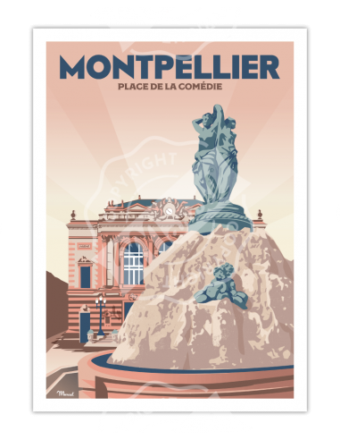 Affiche MONTPELLIER « Place de la Comédie » 30x40cm HOME SWEET HOME Affiche Marcel Travels