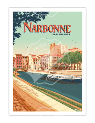 Affiche NARBONNE « Le Canal de la Robine » 30 x40 cm HOME SWEET HOME Affiche Marcel Travels