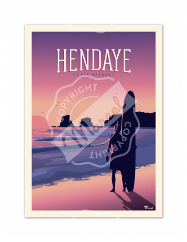 Affiche HENDAYE \"Les Deux Jumeaux\" 30x40cm HOME SWEET HOME Affiche Marcel Travels