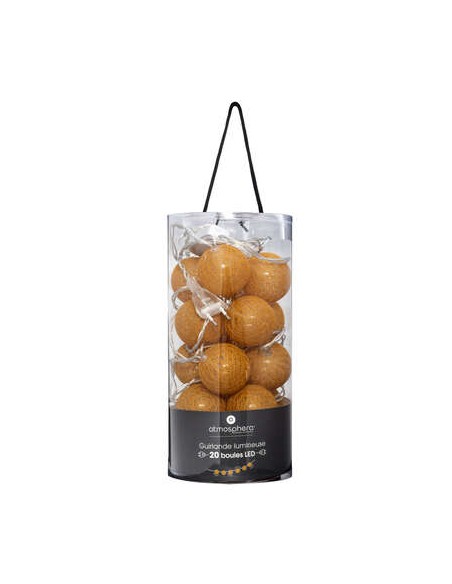 GUIRLANDE LED SECTEUR 20 BOULES JAUNE OCRE D.6 HOME SWEET HOME Luminaires & Suspensions