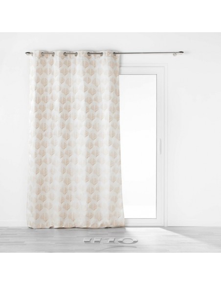 RIDEAU A OEILLETS 140 x 260 CM JACQUARD FLORIANI NATUREL HOME SWEET HOME Linge de maison