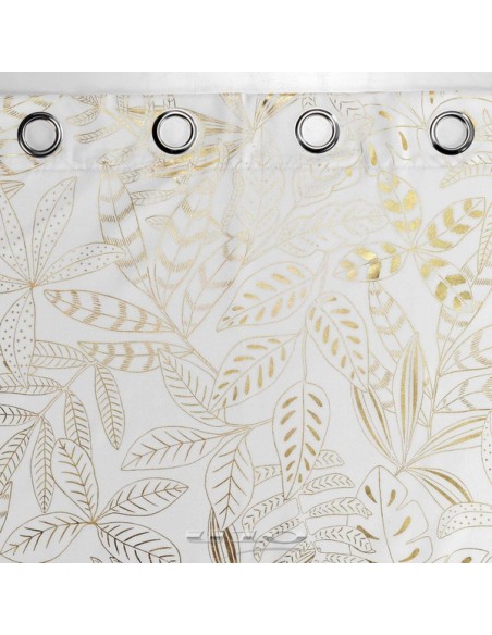 RIDEAU A OEILLETS 140 x 260 CM POLYESTER IMPRIME METALLISE BELFLOR BLANC/OR HOME SWEET HOME Linge de maison