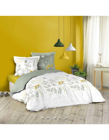 PARURE 3 P. 260 x 240 CM IMPRIME 42 FILS ALLOVER FLEURS DES CHAMPS HOME SWEET HOME Linge de maison