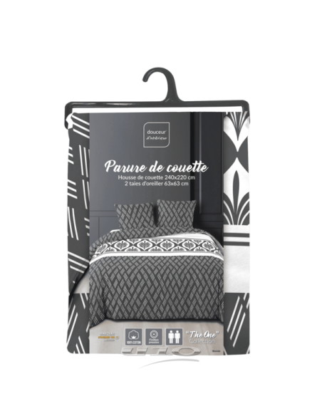 PARURE 3 P. 240 x 220 CM IMPRIME 52 FILS ALLOVER BONNIE HOME SWEET HOME Linge de maison