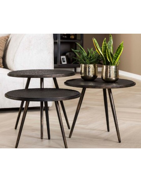 Table basse serié/3 rond metallic HOME SWEET HOME Tables basse & Tables de salon