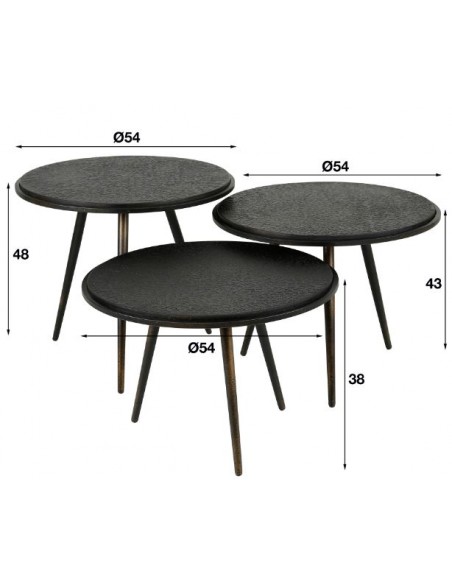 Table basse serié/3 rond metallic HOME SWEET HOME Tables basse & Tables de salon