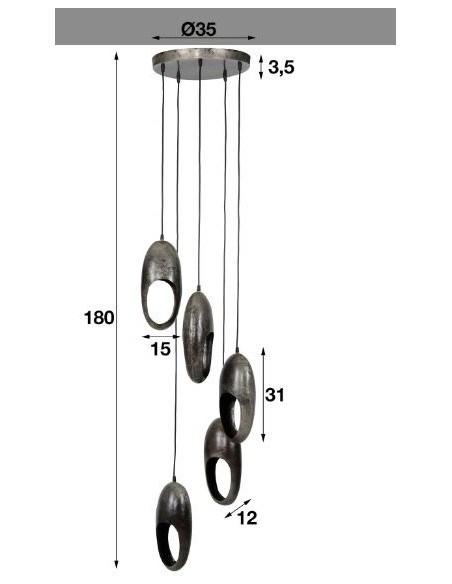 Suspension 5L oeil ouvert étagé HOME SWEET HOME Luminaires & Suspensions