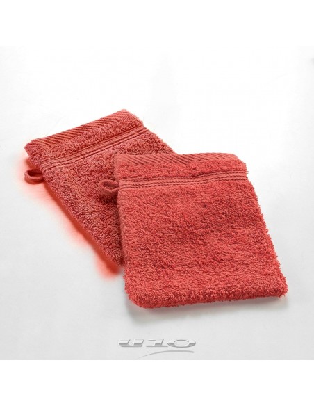 2 GANTS DE TOILETTE 15 x 21 CM EPONGE UNIE TENDRESSE TERRACOTTA HOME SWEET HOME Salle de bain