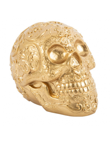 Tête de Mort Décorative Motif en Relief Calaveras PVC Or 11,5 x 14 cm HOME SWEET HOME Halloween 2023