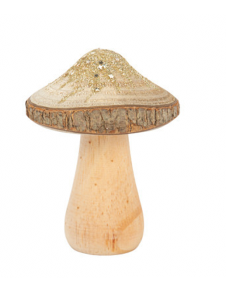 Champignon Rustique Bois et Poussière d\'Étoiles Champagne Diam 7 x 8 cm HOME SWEET HOME Halloween 2023