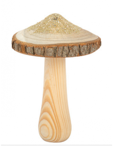 Champignon Rustique Bois et Poussière d\'Étoiles Champagne Diam 11 x 16 cm HOME SWEET HOME Halloween 2023