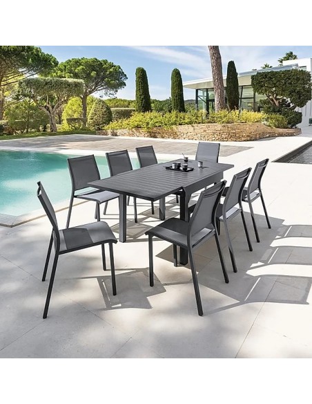 Table de jardin extensible Piazza Aluminium traité époxy Graphite 4/8 places HOME SWEET HOME Tables et chaises de jardin