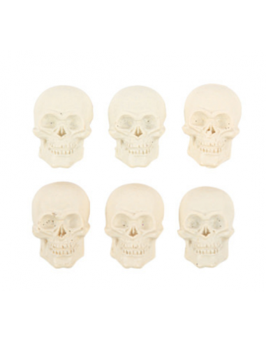 6 Adhésifs Tête de Mort Résine Crème 3 x 2 cm HOME SWEET HOME Halloween 2023