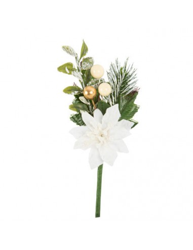 Branche La Givrée Fleur Poinsettia Blanche 14cm HOME SWEET HOME Noel