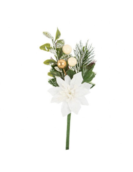 Branche La Givrée Fleur Poinsettia Blanche 14cm HOME SWEET HOME Noel