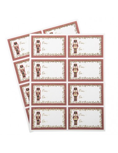 24 Stickers Cadeaux De… Pour… Casse Noisette Bordeaux, Or et Paillettes Or 6,5 x 4 cm HOME SWEET HOME Noel