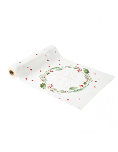 CDT Joyeux Noël Tradi Chic Velours Blanc, Vert, Rouge et Or 28cm x 3m HOME SWEET HOME Noel