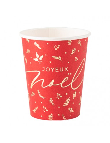 8 Gobelets Holly Christmas Rouge et Or 255 ml HOME SWEET HOME Noel