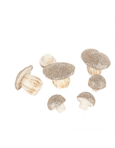 7 CHAMPIGNONS EN MOUSSE PAILLETTES CHAMPAGNE DE 3,5CM ET 6,5CM HOME SWEET HOME Noel