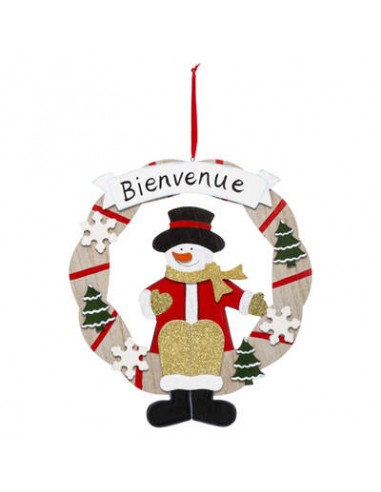 COURONNE BOIS BIENVENUE NEIGE 30CM HOME SWEET HOME Noel