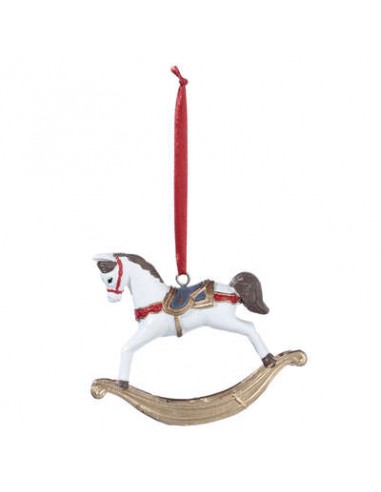 SDN RESINE CHEVAL A BASCULE BLANC HOME SWEET HOME Noel