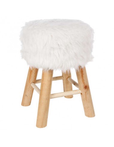 Tabouret \"Oslo\" effet fourrure blanc HOME SWEET HOME Chaises & Tabourets