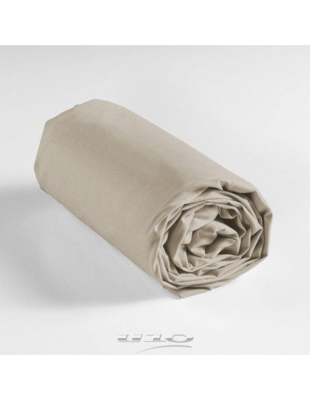 DRAP HOUSSE 2 PERSONNES 180 x 200 CM UNI BIO 57 FILS BIOLINA TAUPE HOME SWEET HOME Linge de maison