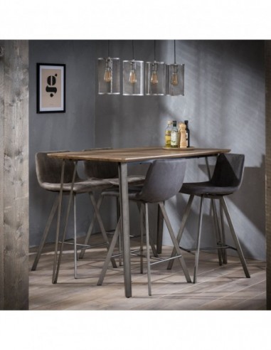 Table de bar chêne brun 140x70 cadre en V HOME SWEET HOME Tables basse & Tables de salon