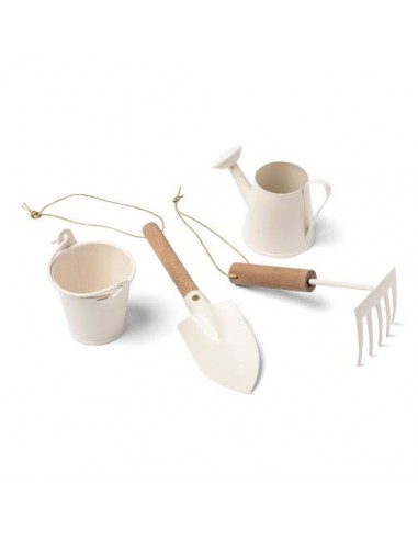 SET 4 PIECES DU JARDINIER METAL IVOIRE ET BOIS DE 4CM A 13.5CM HOME SWEET HOME Décoration festive