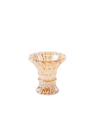 Bougeoir Gloriette Verre Ambre Rainure Diam 6.2 x 6.1 cm HOME SWEET HOME Décoration festive