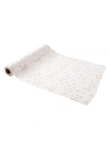 CDT La Petite Marguerite Organza Blanc et Paillettes Or 28cm x 5m HOME SWEET HOME Décoration festive