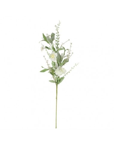 BRANCHE PURETE FEUILLAGES ET FLEURS BLANCHES 70 cm HOME SWEET HOME Décoration festive