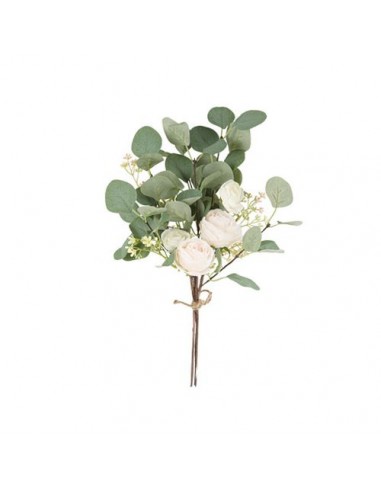 Bouquet Roseraie Eucalyptus Blanc et Nude 45 cm HOME SWEET HOME Décoration festive