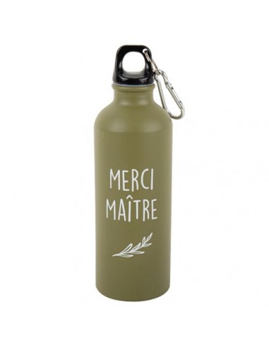 Gourde Merci Maître Brindille Vert Olive Mat et Blanc 21,5x6,4cm - 500ml HOME SWEET HOME Cadeau